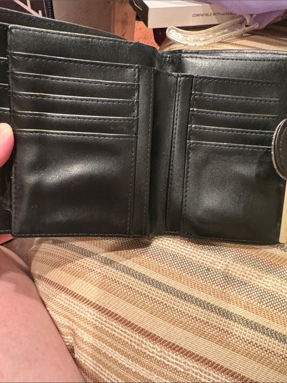Buxom Black Leather Kiss-Lock Coin Purse with Gold Frame